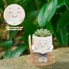 Rocking Chair Smile Face Planter Swing Resin Succulent Pots  with Drainage Hole Cute Garden Balcony Desktop Ornament Decoration