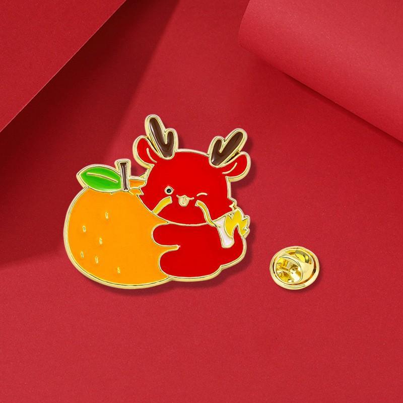 Retro Zodiac Products, Guochao Cartoon Faucet Brooch, Piercing Horse Needle, Oriental Dragon Men'S Suit Accessories Badge