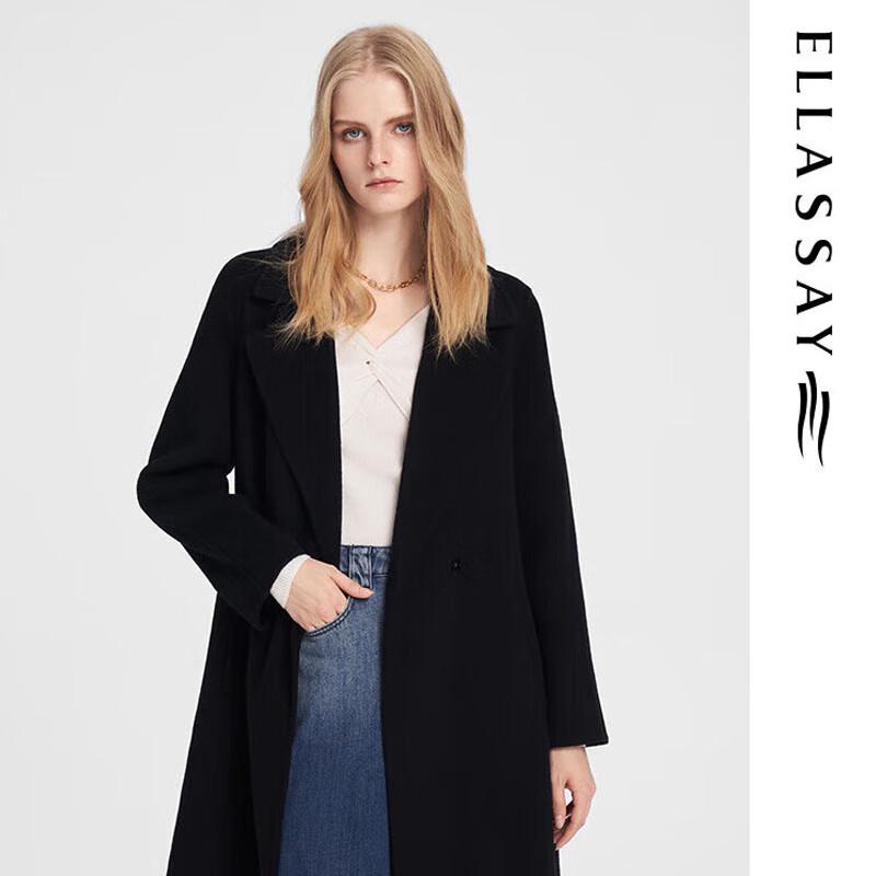 ELLASSAY Women's Revere Collar Double-faced Wool Coat