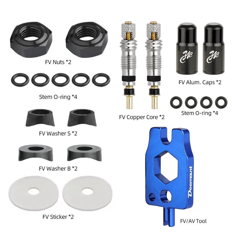 Brass Presta Valve Core Set W/ Aluminum Remover N Rubber O-ring Optional MTB Road Bike Tubeless Tire Replacements Parts