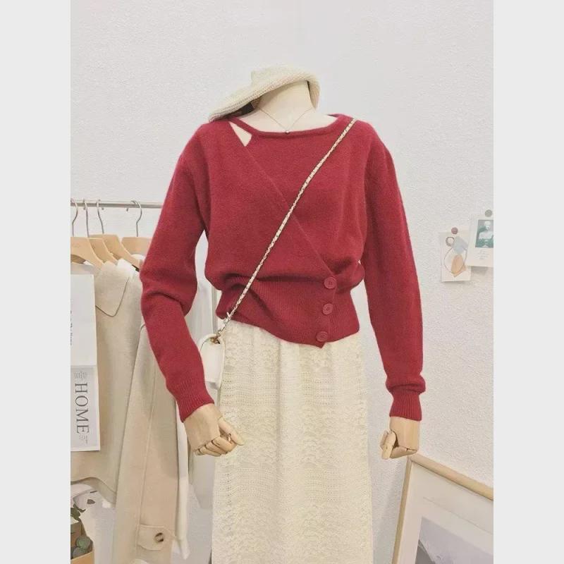 Korean Chic French-Inspired Knitted Two-Piece Sweater for Women’s Early Spring