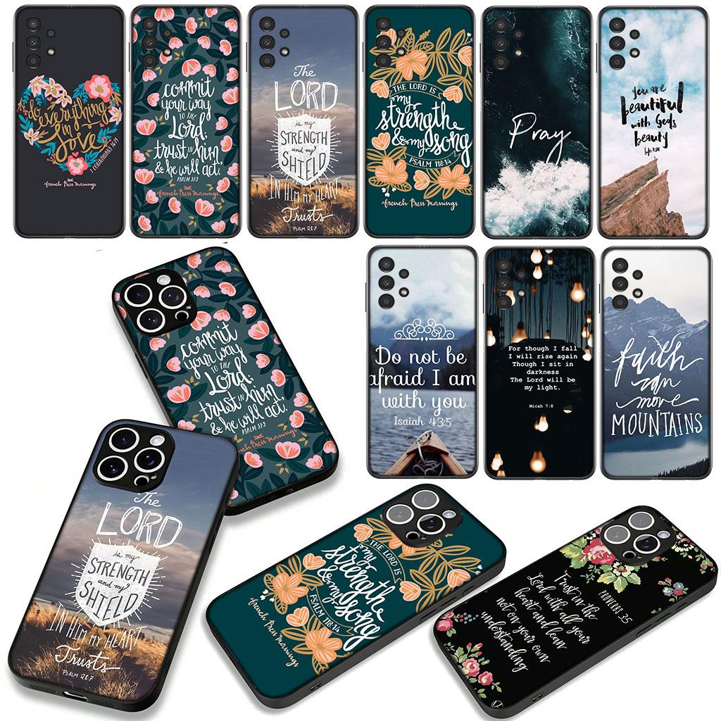 Versículo da Bíblia Jesus Cristo Cristão Capa para Samsung Galaxy A25 A37 A57 A12 A14 A31 A41 A50 A51 A70 A71 A72 A21S Note 20 9 8 10