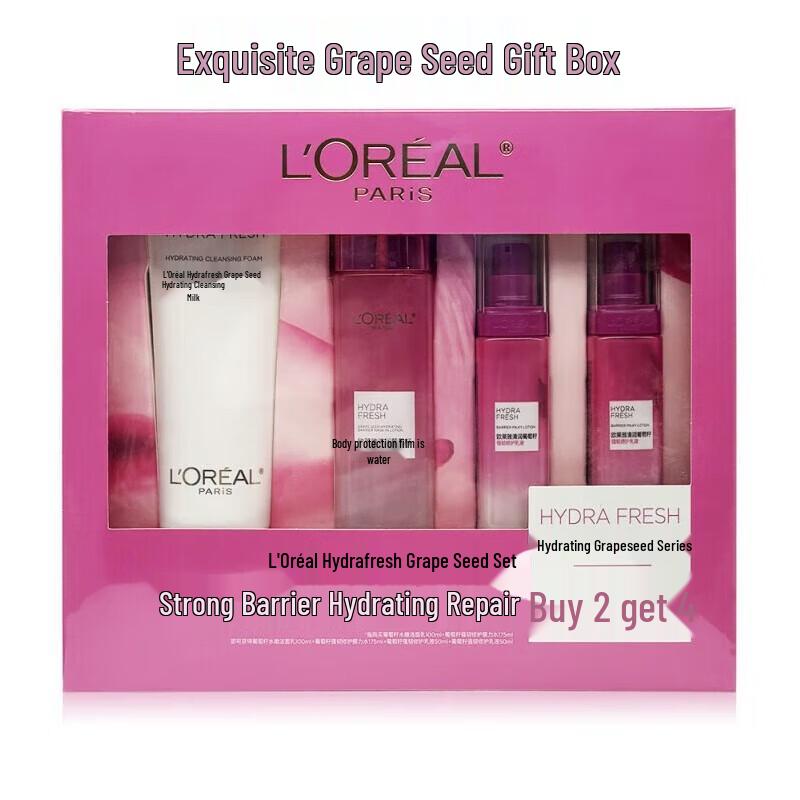 

L Oreal Clear Grape Seed Hydrating Skincare 4-Piece Set