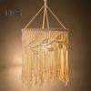 Boho-Lampenschirm, geflochten, handgefertigt, Makramee, Bohemian-Lampenschirm, Baumwollseil, Hängelampenschirm für Schlafzimmer, Wohnzimmer, Dekoration