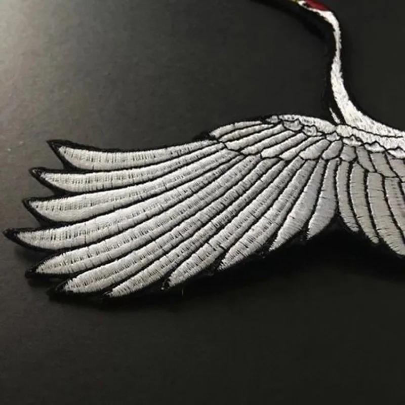 DIY Handgjord Broderad Tyg med Vit Svan och Rödskallig Trana Klädlappar och Sybehör