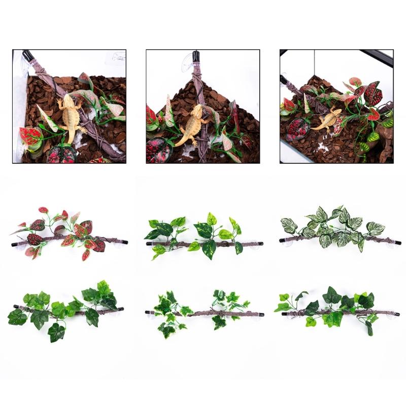 Artificial Branch for Reptiles Tanks Flexible and Safe Decoration Comfortable Environment Plant Vine with Suction Cup