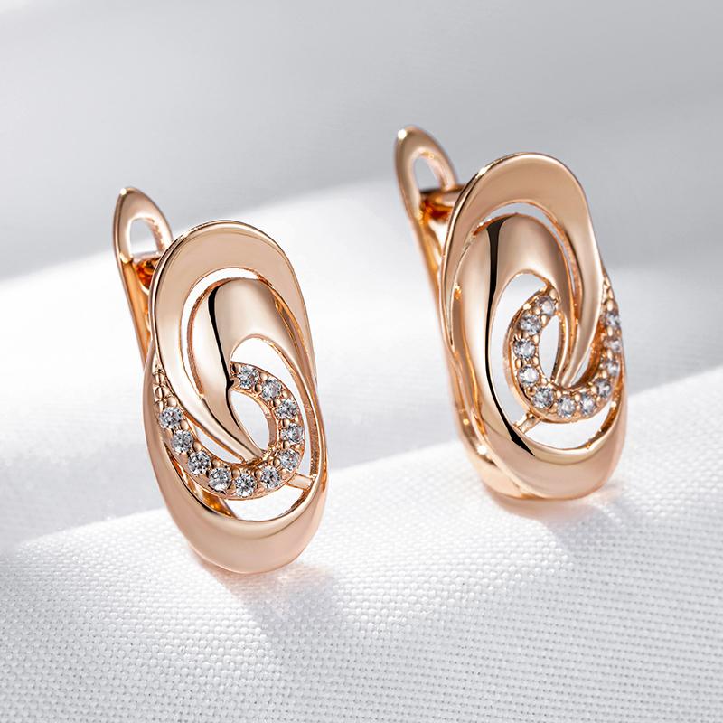 New  Rose Gold Color Drop Earrings For Girl Fashion Natural Zircon Accessories Child Gifts High Quality Daily Jewelry
