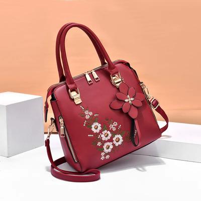 Vintage Embroidery Shoulder Bag for Women Luxury Brands Top-handle Handbags Female PU Leather Messenger Crossbody Bag