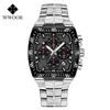 WWOOR Military Watch Men Chronograph Sports Watch For Men Luxury Square Stainless steel Quartz Waterproof Wristwatch Male Clock