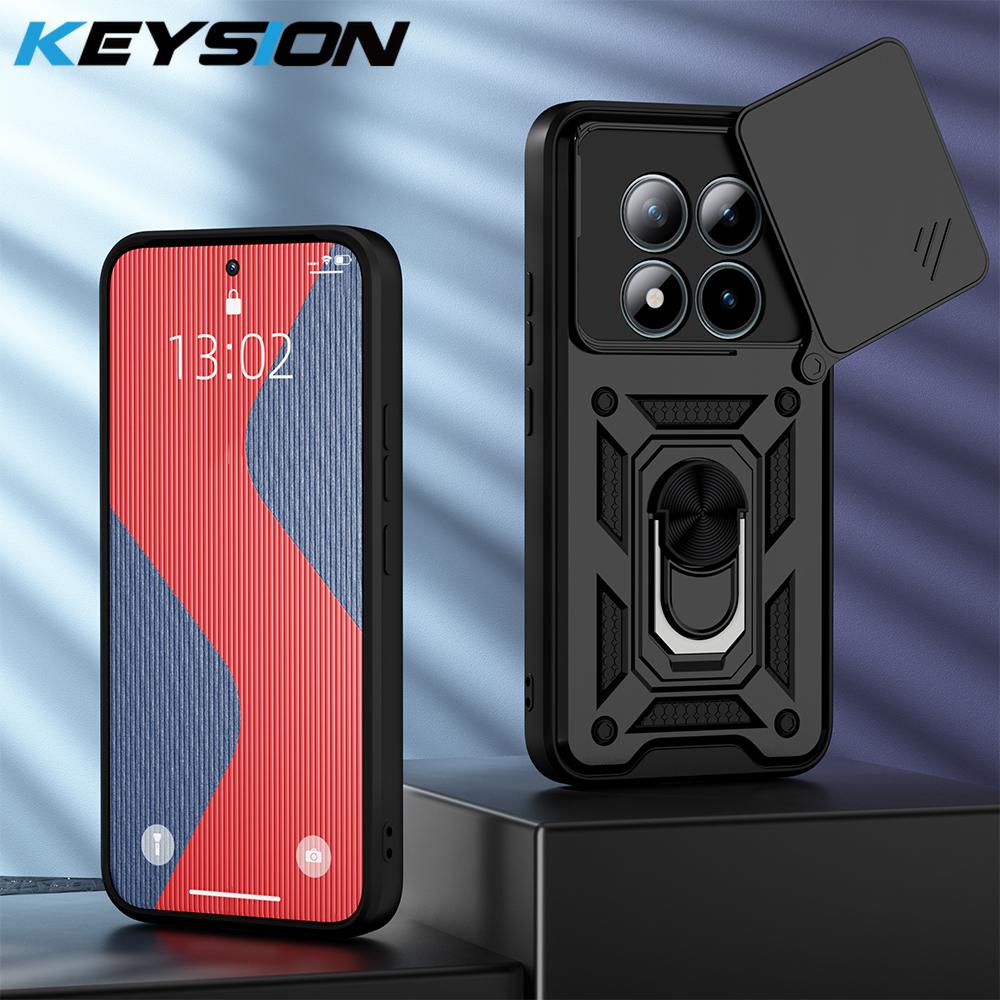 KEYSION Shockproof Case for Redmi Note 15 Pro 4G 15 Pro+ 5G Slide Camera Lens Protection Ring Stand Phone Cover for Redmi Note15