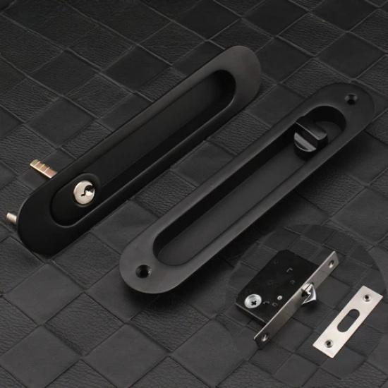 Sliding Door Sliding Door Lock Safety Lock Barn Door Cabinet Embedded Hardware Suit Wood Door Handle Interior Door Furniturelock