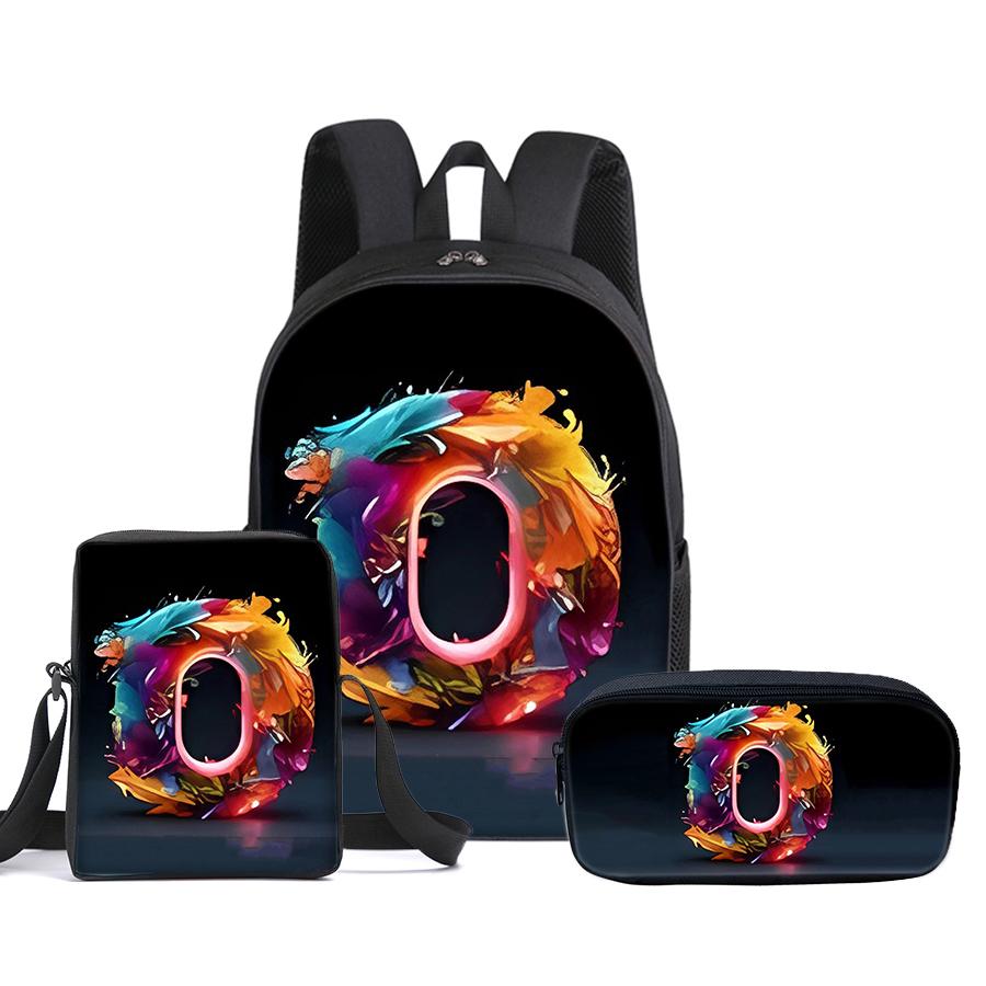 Guitar Print Three Piece Set Rucksacks for Boys Plus Girls Best Gifts 2D Flat Animated School Carrier for Children