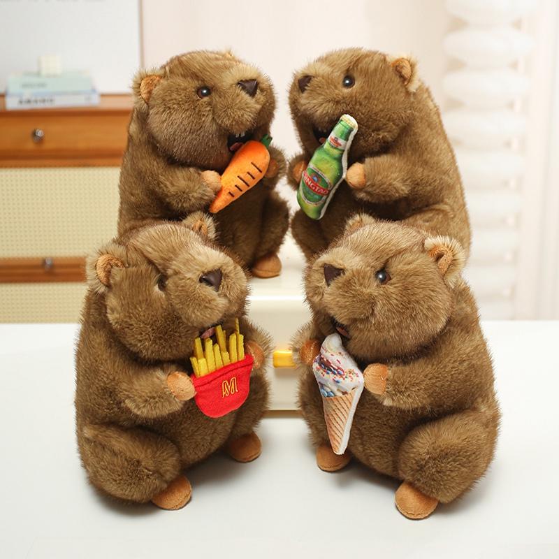 Favorite Toy Unisex 18/25/35Cm Foodie Series Groundhog Plush Toy Soft Animal Doll Stuffed Animal Doll Lifelike Marmot Birthday Gift Home Decor