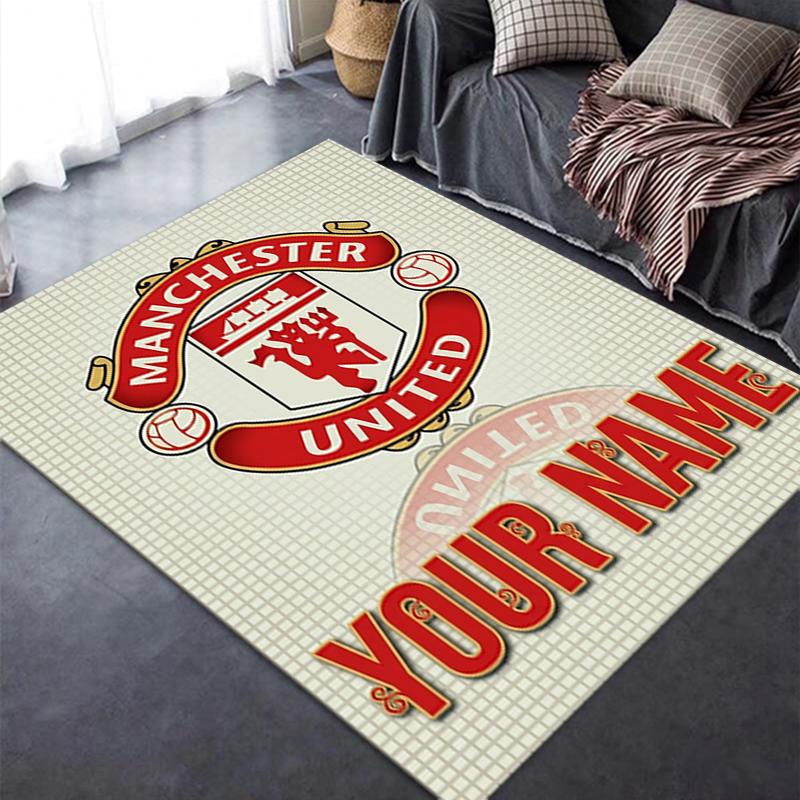 Custom Name Manchester United FC Carpet Rug for Living Room Bedroom Home Sofa Decoration,Kids play Non-slip Floor Mat