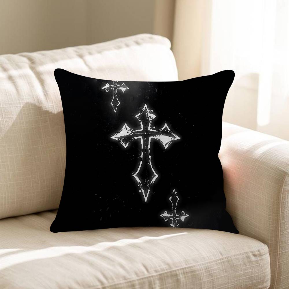 Chic Style Luxury Bilng Bling Gothic Cross Personalized Picture Text Home Decorative Pillows Household Gifts 45x45cm