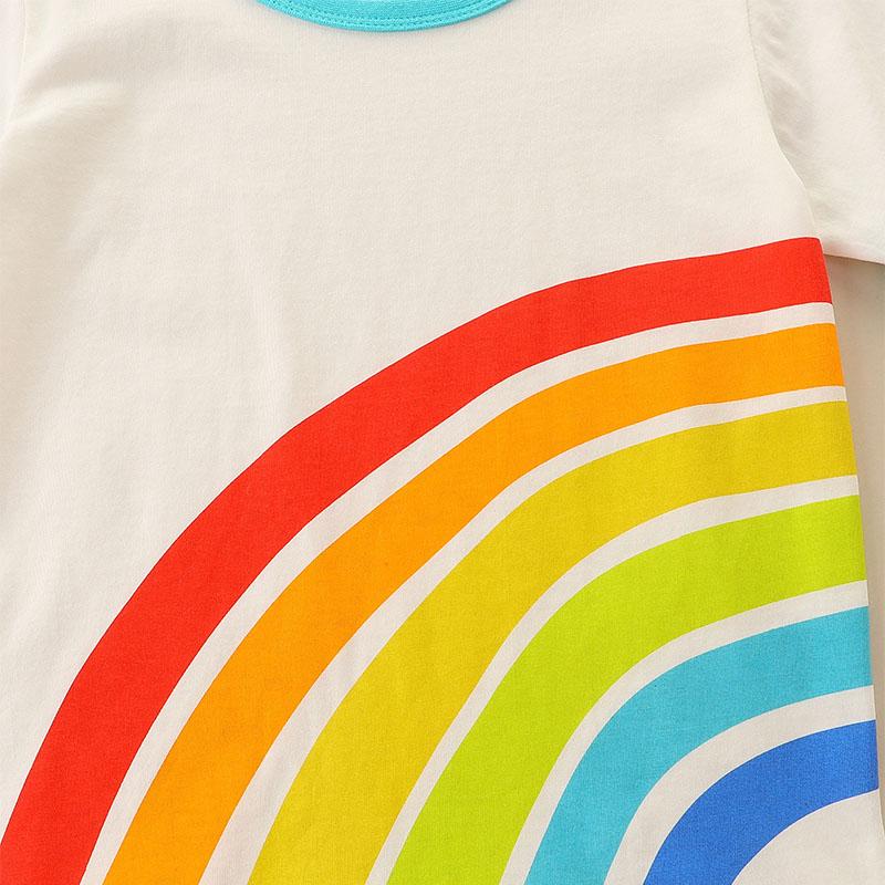 Little maven 2026 New Korean Tops Clothes for Children Baby Boys Girls Blouses T-shirt New Cartoon Rainbow Cotton Kids 2-7 Years