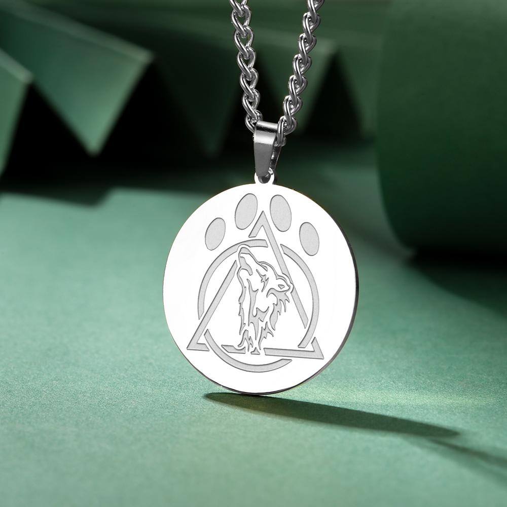 Dawapara Ожерелье с тирианским символом Коготь волка из нержавеющей стали Винтажные мужские украшения Подвеска с животным Природа
