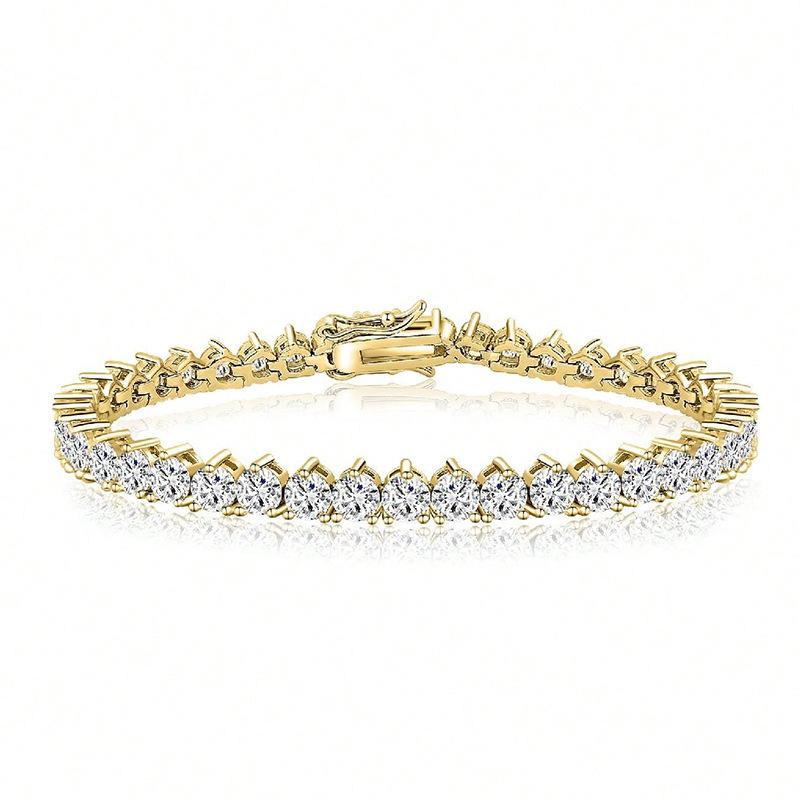 

Popular three-claw tennis bracelet women s copper-plated real gold color-preserving high-quality inlaid zircon bracelet 6.5inch (16.5cm)
