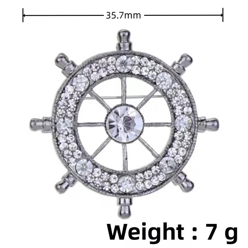European & American Rhinestone Retro Gypsophila Eight-Pointed Star Brooch for Sweaters & Scarves