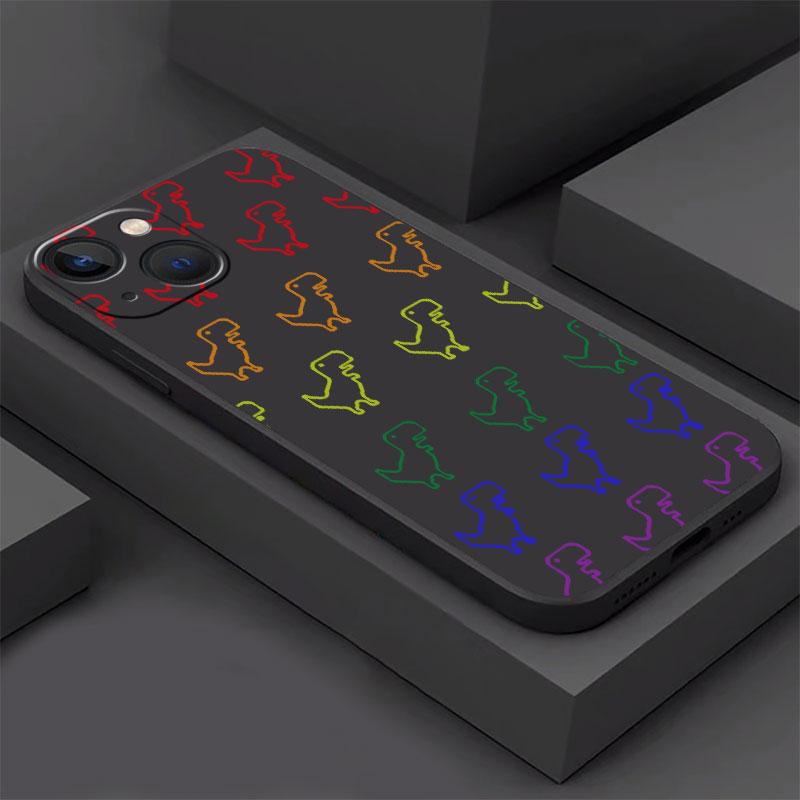 Fall für Apple iPhone 14 13 11 12 Pro 7 XR X XS Max 8 Plus 6 6S SE 2022 13Pro Schwarz Soft Phone Funda Little Dinosaur Cute