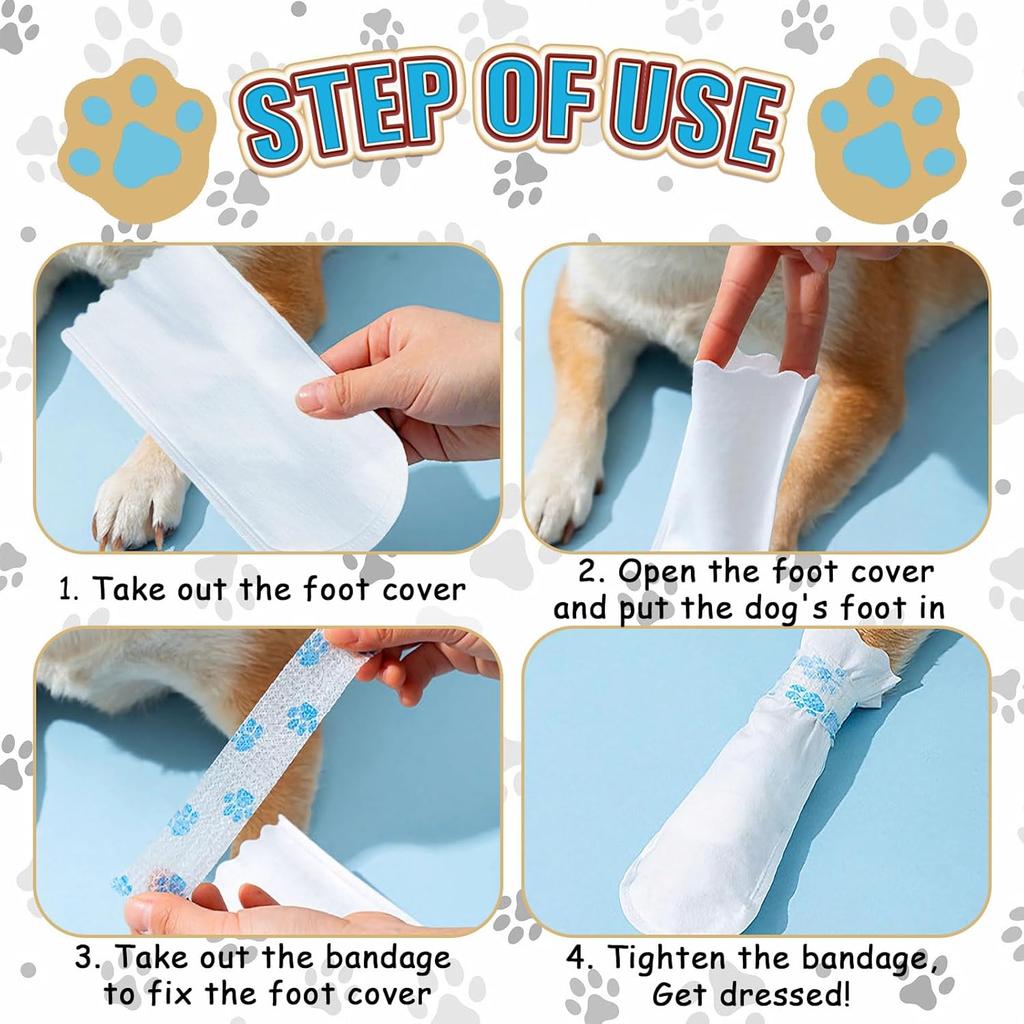 Disposable Dog Boots for Paw Protection,40Pcs Pet Booties Waterproof and Breathable with Adjustable Bandage,Pet Feet Covers,Paw Protectors for Small