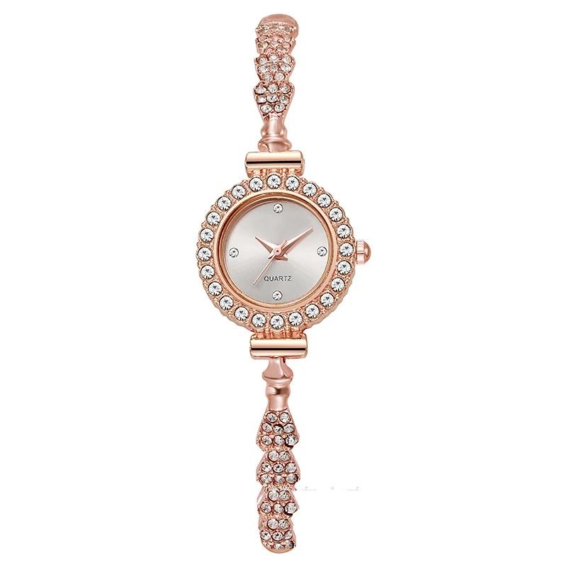 Hand bracelet watch Fashion Diamond Leaves Round Women's Watch Simple Dial Free Adjustment Bracelet Gift Watch Elegant Fashion Quartz Watch