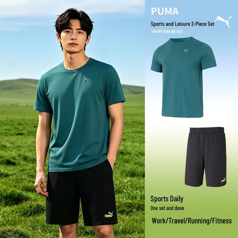 PUMA Men s Short Sleeve  Shorts Sport Set L