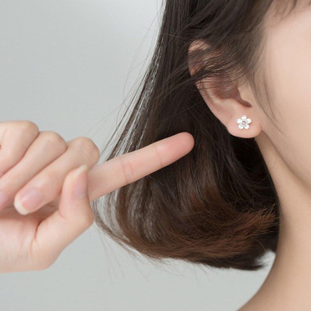 Hermosa:J E077 Silver 925 Silver Earrings Silver Earrings Flower Earrings Mini Earrings Flower Earrings