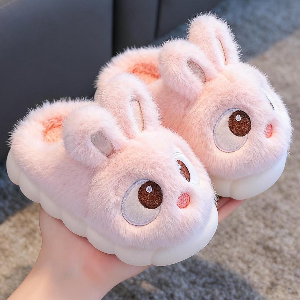 Kids' Winter Cotton Slippers: Cute and Cozy Velvet Fur for Toddlers and Children