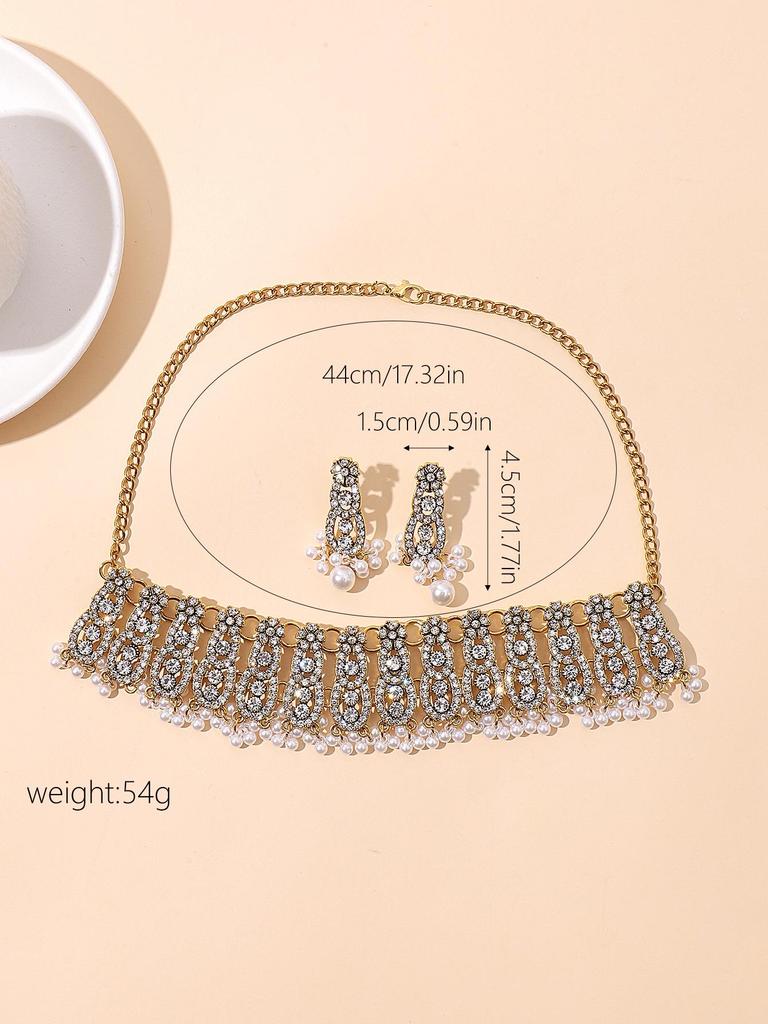 European Retro Multi-layer Gold Gemstone Jewelry Set