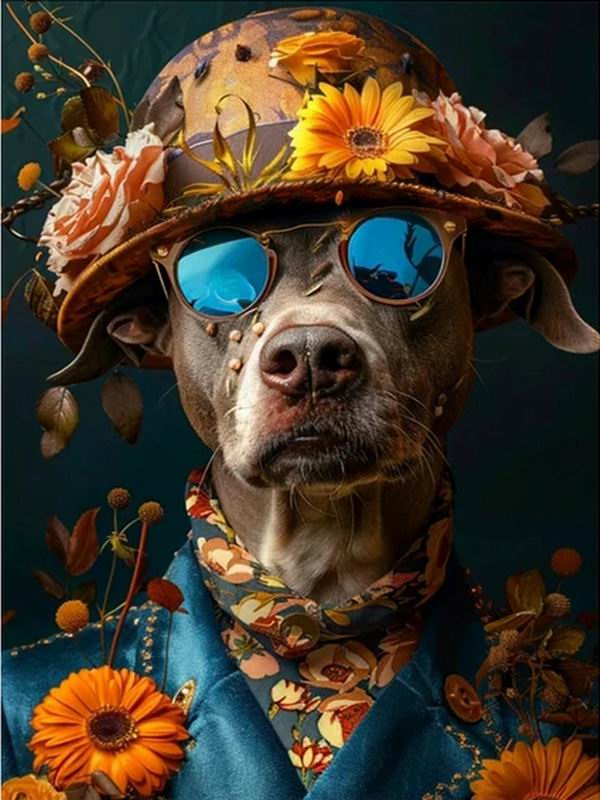 Dog Hat Flower Diamond Painting New Arrivals Animals Diy Full Square Round Drill Rhinestone Embroidery Sale Mosaic Cross Stitch Kits Wall Decor