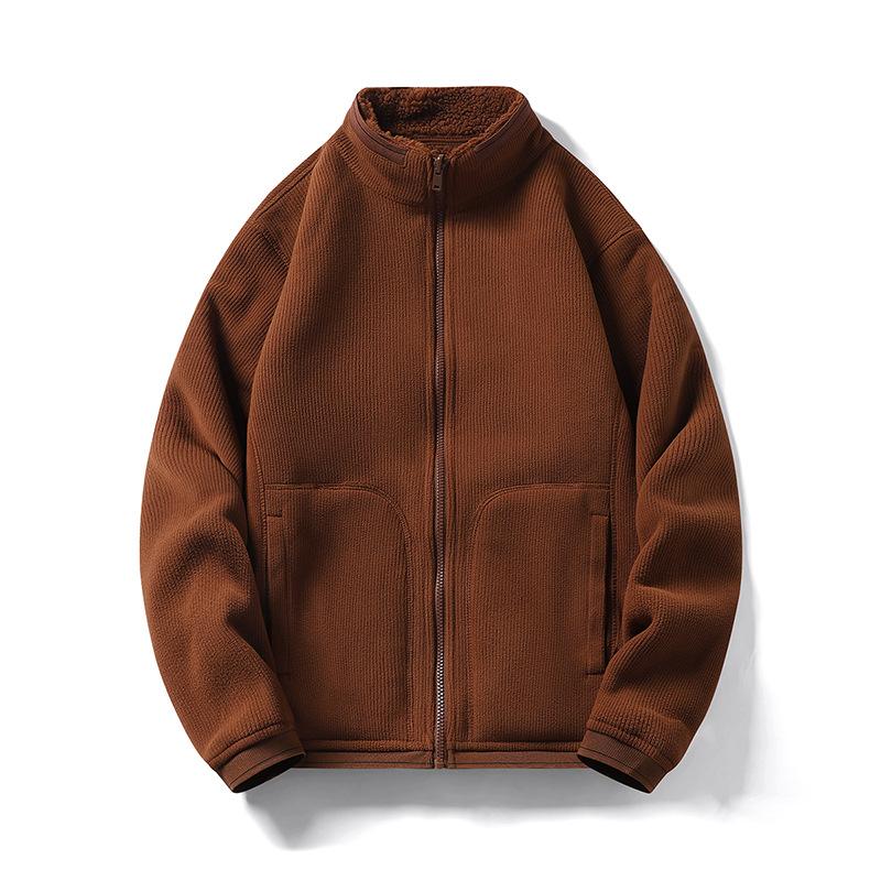Autumn and Winter Hat-removable Cardigan Sweatshirt Men's Warm Top Plus Velvet Thickened Hooded Couples Wearing Double-sided Coats