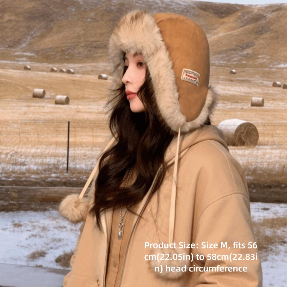 Windproof Fleece Lined Trapper Hat Pom Poms Winter Cycling Hat Ear Flap Ushanka Hat Winter Season