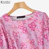 ZANZEA Casual U-Neck 3/4 Flounce Sleeve Floral Printed Blouse