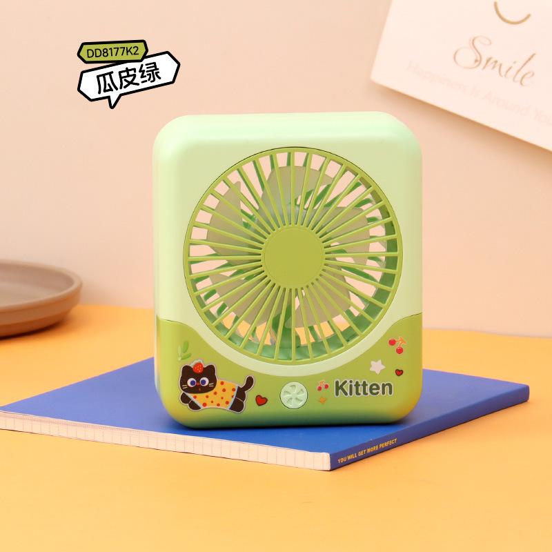 2026 Cartoon USB Rechargeable Desktop Fan with Light and Custom Logo Custom/Wholesale/Export