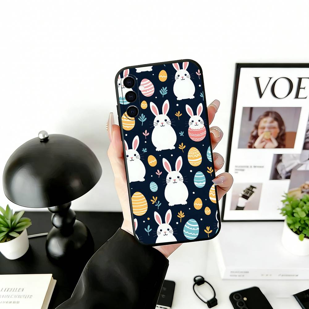 Easter Pattern Phone Case For Samsung Galaxy A73,A72,A71,A70,A53,A52,A51,Others Soft Black Cover