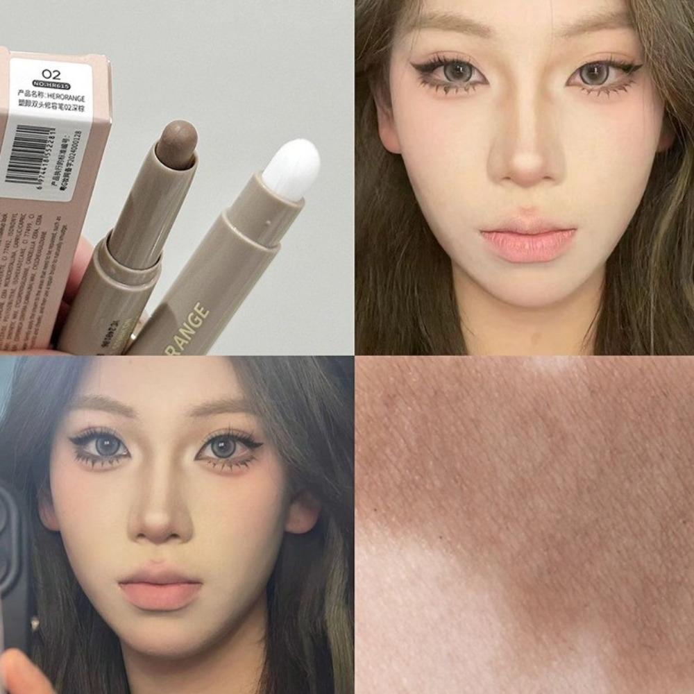 

Matte Contouring Makeup Pen 2 in 1 Nose Cosmetics New Nose Shadow for Girls Women 02-Deep Brown