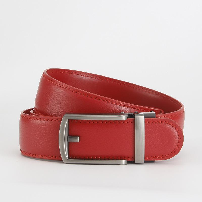 Dolly Road, Reverse Buckle Belt 3.5 Automatic Buckle Two-Layer Cowhide Belt, Men'S Leisure Belt