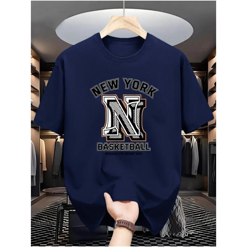 Fashionable summer men's letter printed comfortable and breathable round neck T-shirt outdoor casual top