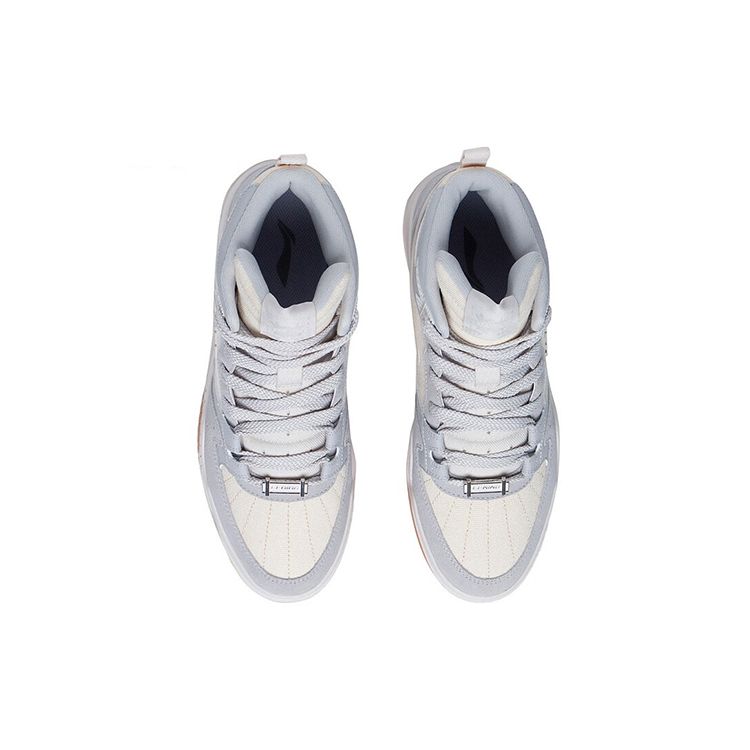 Li Ning Moon White Comfortable Non-Slip Wear-Resistant High-Top Sports Casual Shoes Men Sneakers Gray AGCS249-1