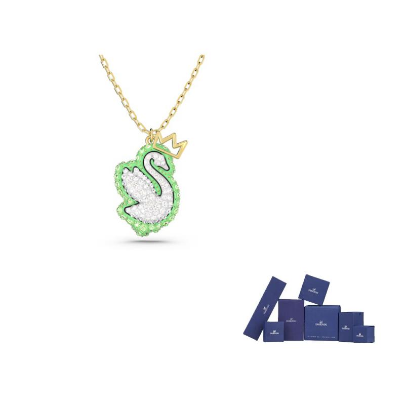 Swarovski Swan Gold tone Plated Chain Pendant Womens F-Original brand box