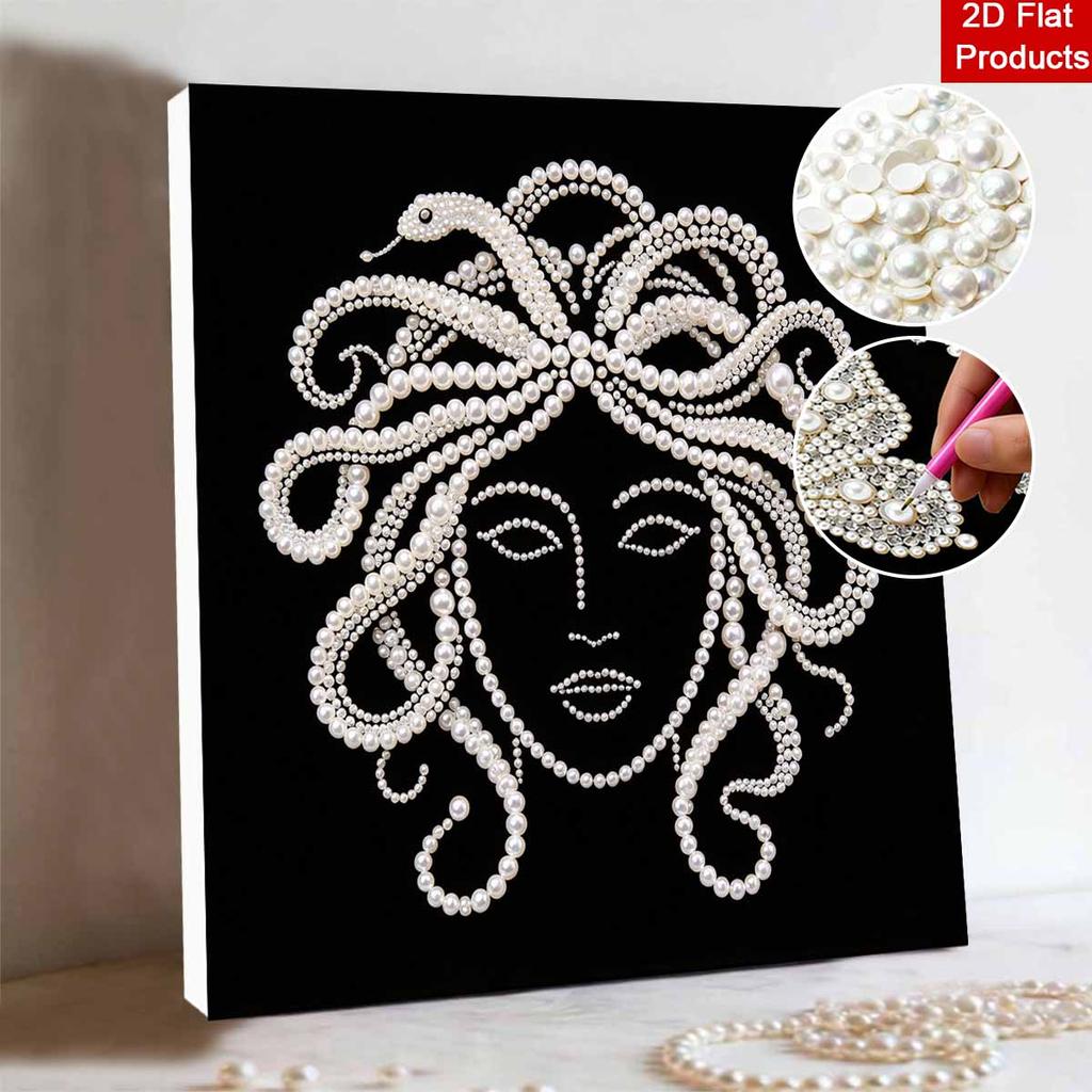 Medusa Portrait Pearl Art Kit with Frame Sparkling Bead Canvas Cozy Home Decor Creative Craft Gift DIY Handcrafted Wall Hanging Art Set