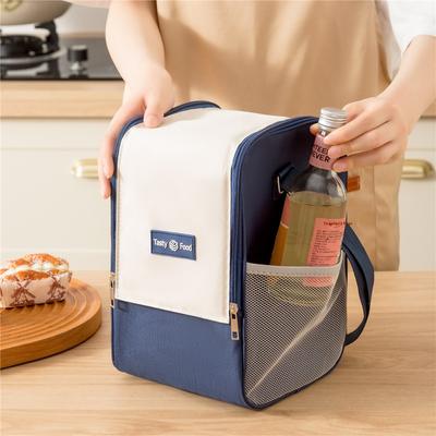 Double-zip Insulated Lunch Box Bag Travel Picnic Cooler Bento Bag Large Capacity Cooler Bag Contrast Color Insulated Lunch Pouch