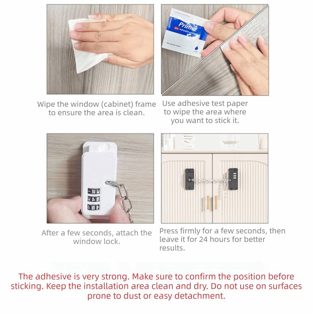 Combination Lock Chain Window Restrictor Lock No Drilling Password Child Safety Lock Drawer