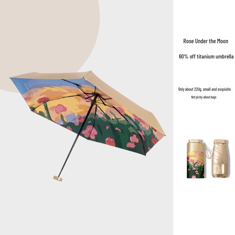 Know Parapluie Mini Plat Six Plis Haut de Gamme Protection UV Double Usage Pare-Soleil & Parapluie de Pluie