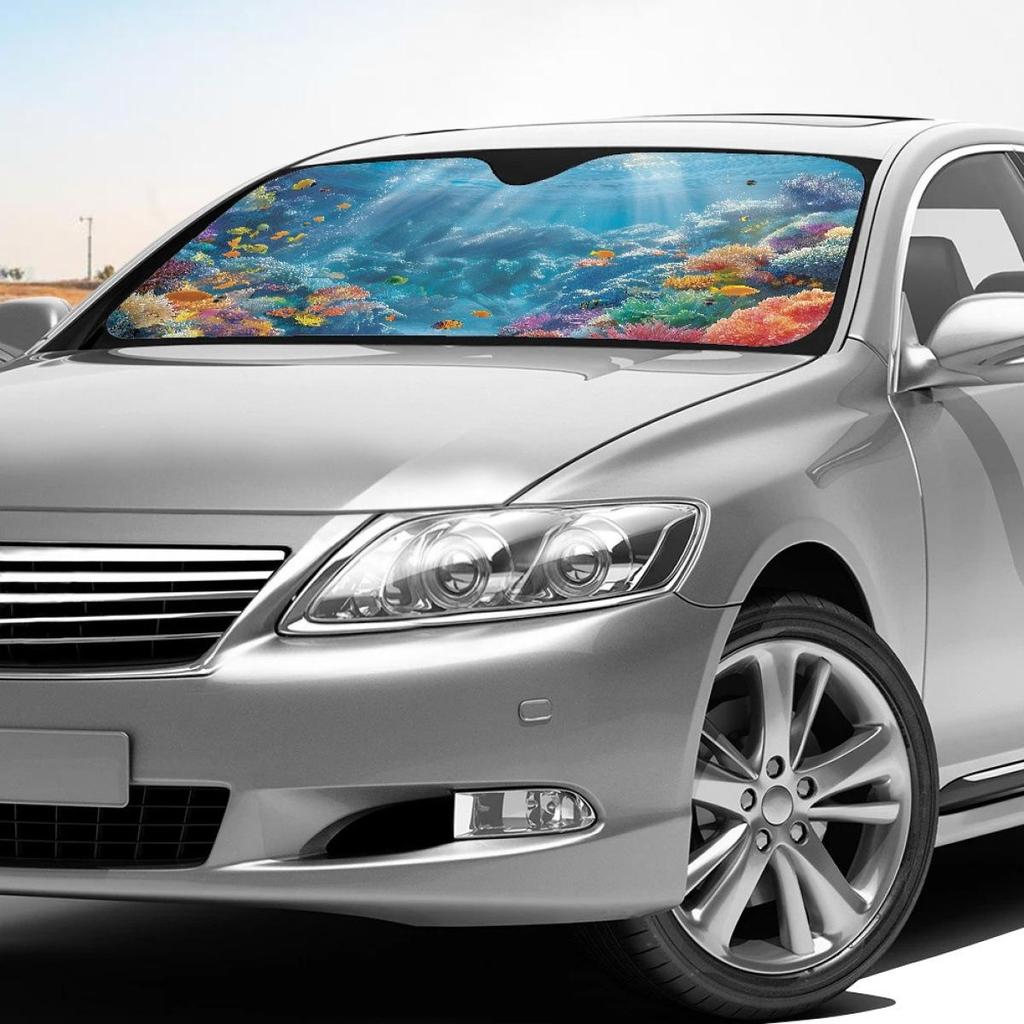 Portable Dolphin Car Windshield Sunshade, No Installation Needed, Summer Automobile UV Protection. Order Individually.