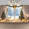 Christmas Red Curtain Decoration Backdrop Winter Snow Scenery Fireplace Santa Claus Photography Backdrop Holiday Party Supplies