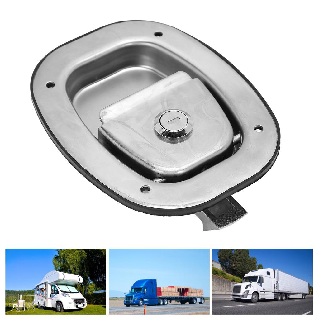 Oval Plane Baffle Door Lock Latch 304 Stainless Steel for Car RVs Trailers Ships Toolbox