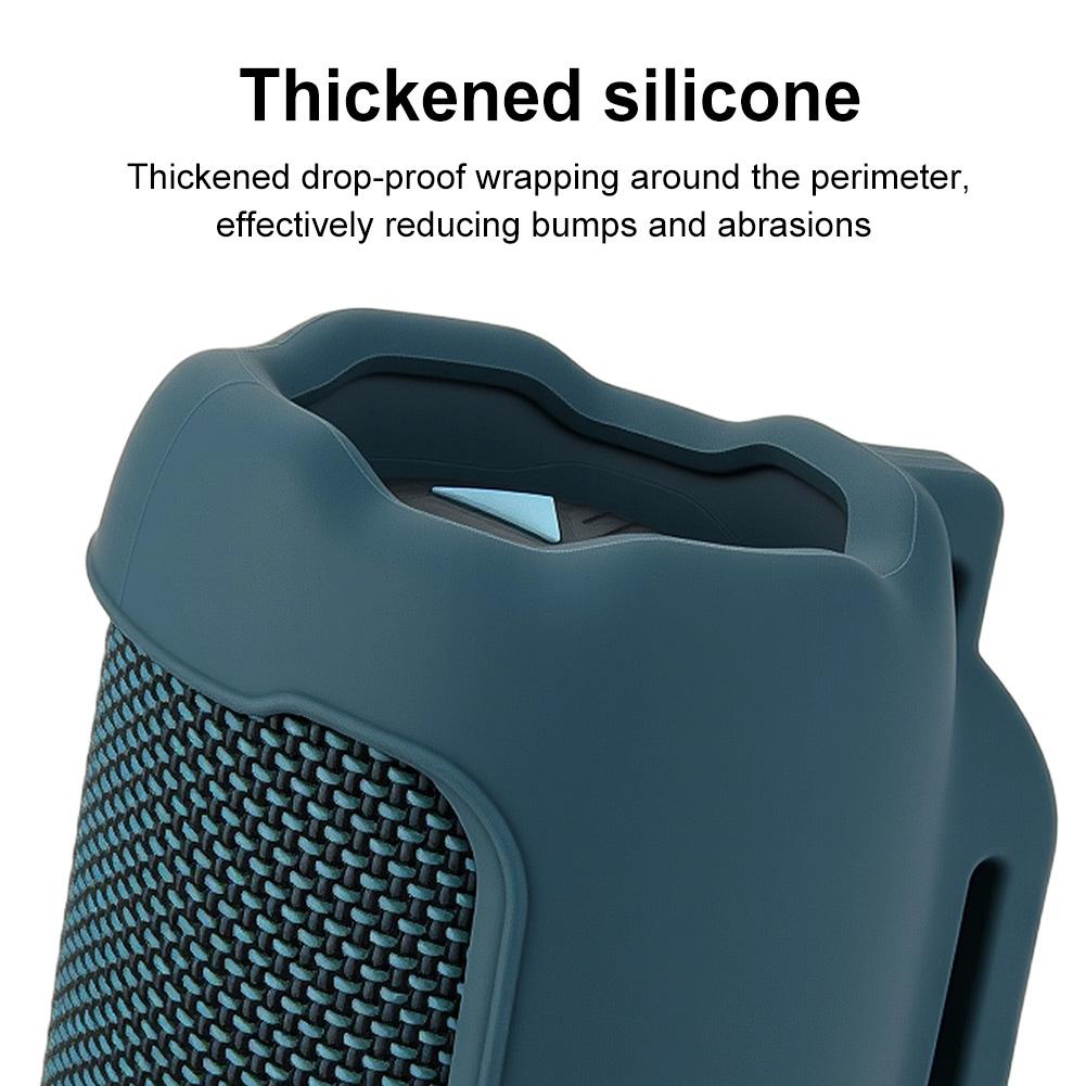 Silicone Case with Shoulder Strap Portable Travel Soft Cover Protective Skin Case for JBL FLIP 7 Bluetooth-compatible Speaker