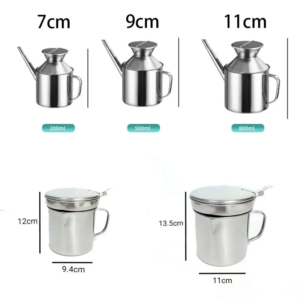 Stainless Steel Oil Bottle Lard Strainer Storage Container Cooking Oil Strainer Durable Multipurpose Filter Tank Kitchen